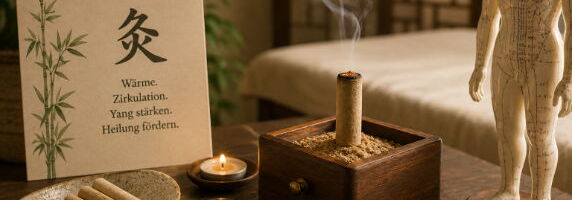Moxibustion in der Traditionellen Chinesischen Medizin - Erwärmung von Akupunkturpunkten mit Moxa-Kraut zur Förderung von Qi und Blut