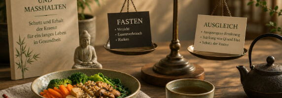 Ausgewogene Ernährung statt radikales Fasten - Darstellung des TCM-Prinzips von Maßhalten und Erhalt der Lebensenergie
